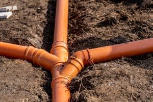 sewage system of PVC pipes