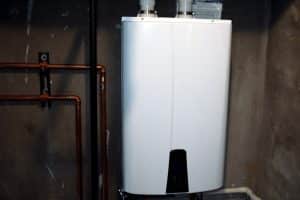 hot water heater in a basement